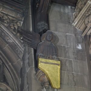 Udskåret engel i hovedskibet, 1465-68. Manchester Cathedral