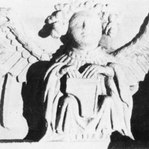 Skulptur af engel der spiller clavicymbalum, ca. 1440-1450. York Minster